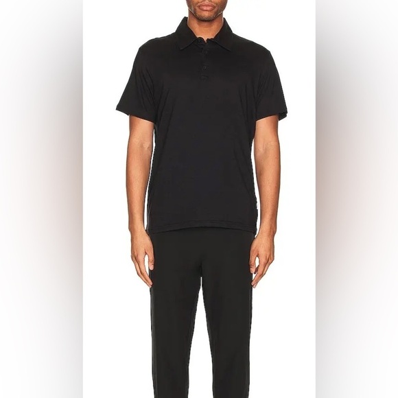 Onia Black Short Sleeve Polo Shirt Cotton Modal Blend - Picture 1 of 10